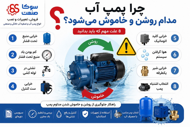 علت روشن و خاموش شدن مداوم پمپ آب چیست؟ 8 دلیل اصلی و راه حل